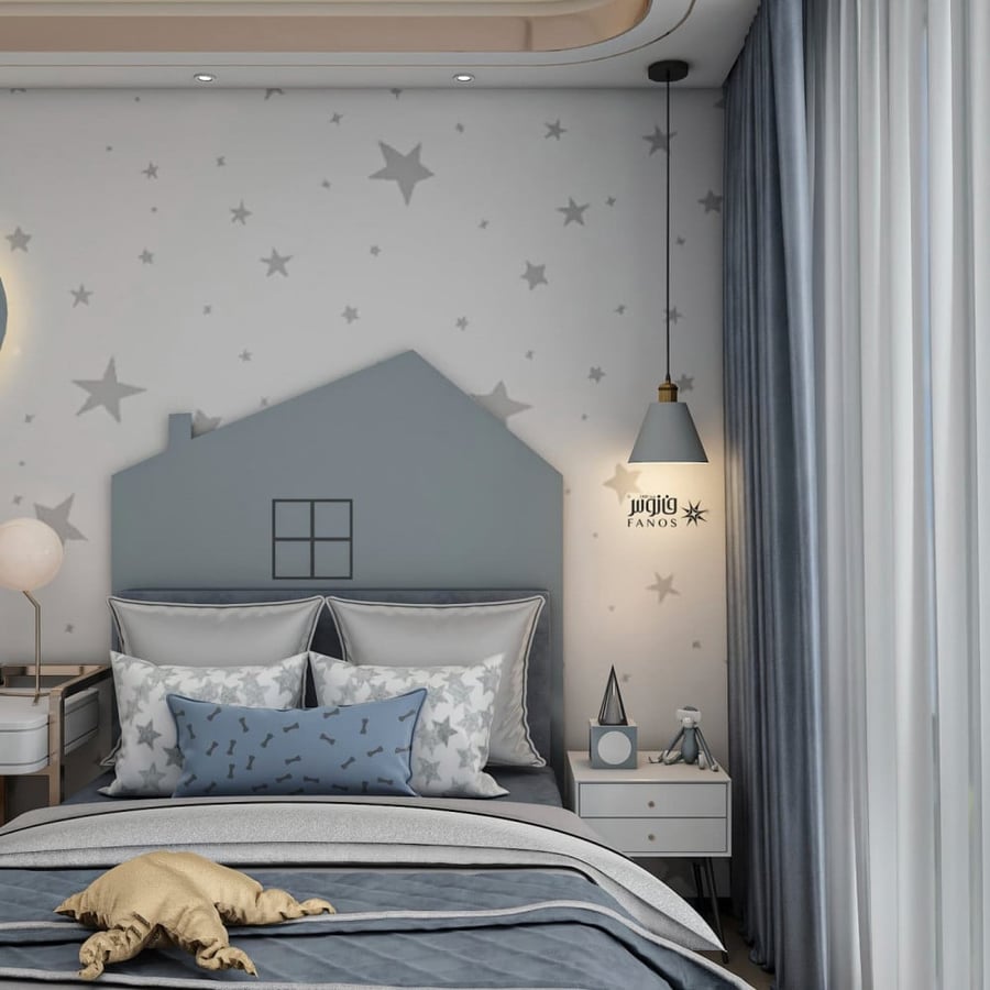 Modern gray relationship chandelier with golden funnel