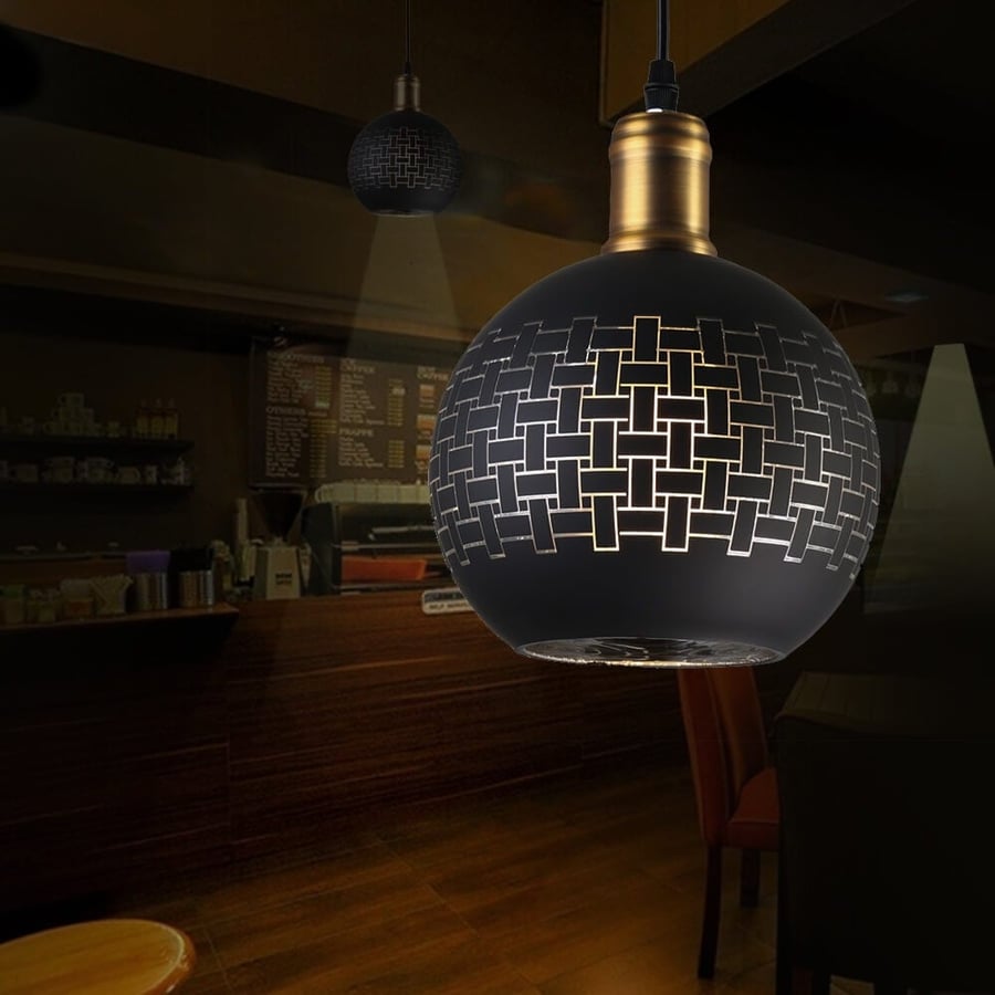 Engraved black hanging chandelier