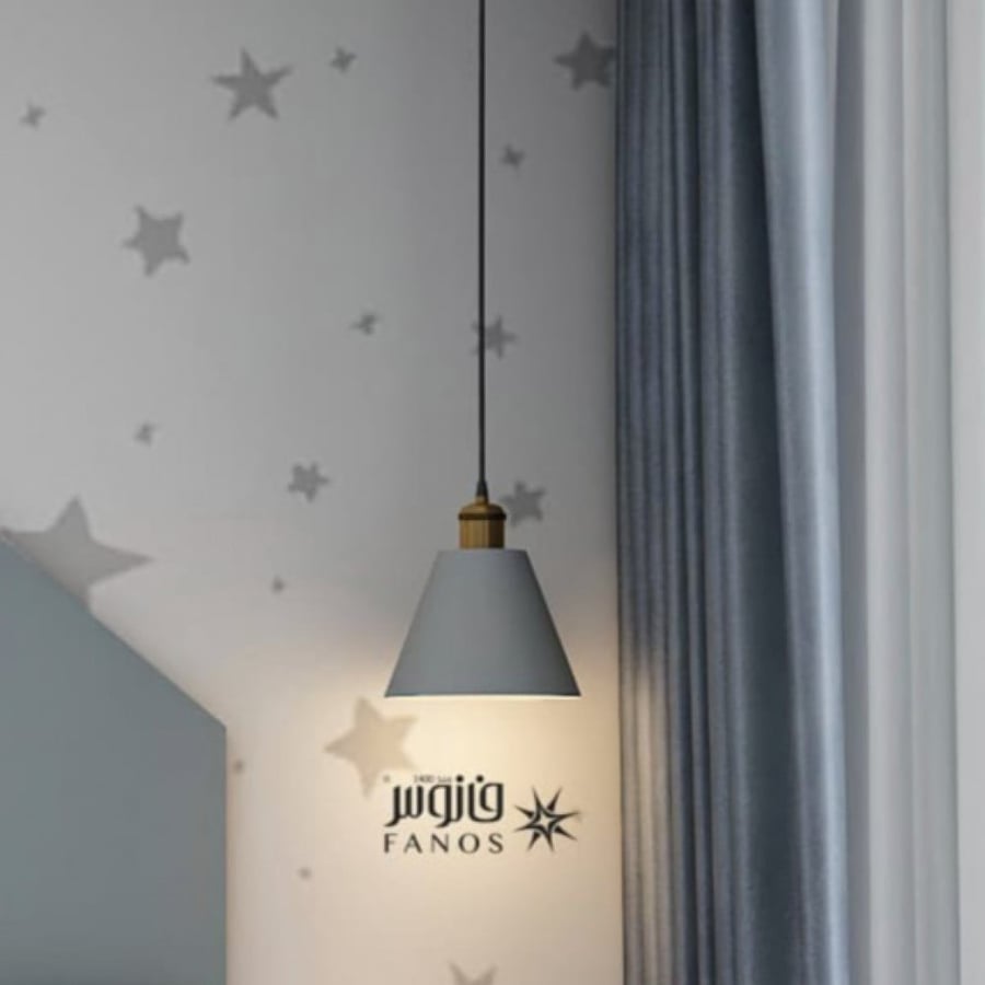 Modern gray relationship chandelier with golden funnel
