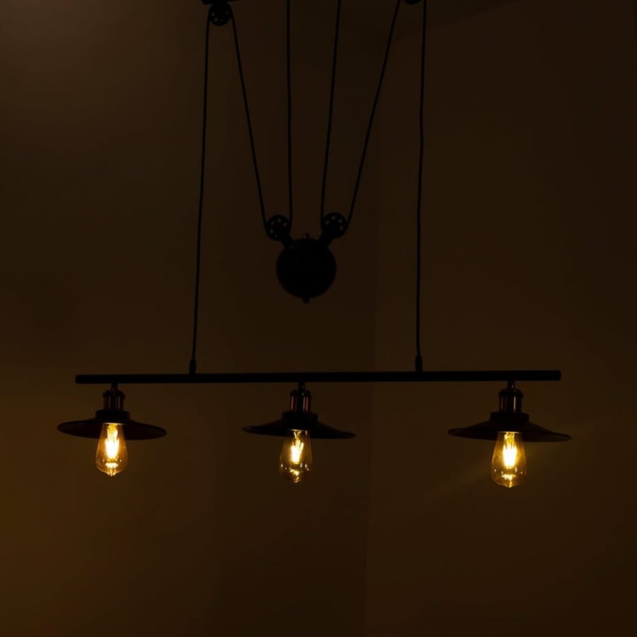 Classic black pendant chandelier 3 bulbs