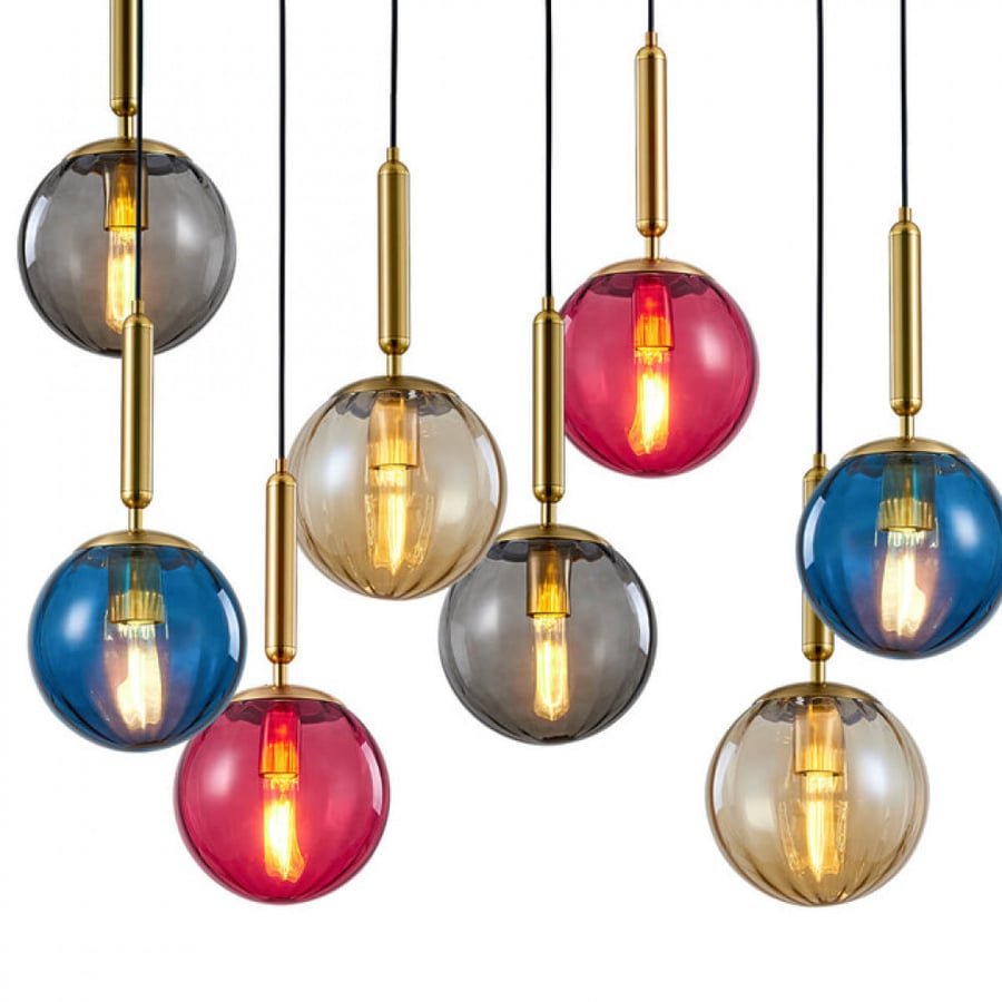 Single hanging chandelier with clear honey glass