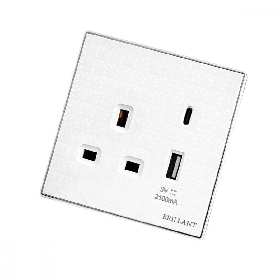 مفتاح  ثلاثي 13A برلنت بلس  لؤلؤي مع منفذين USB