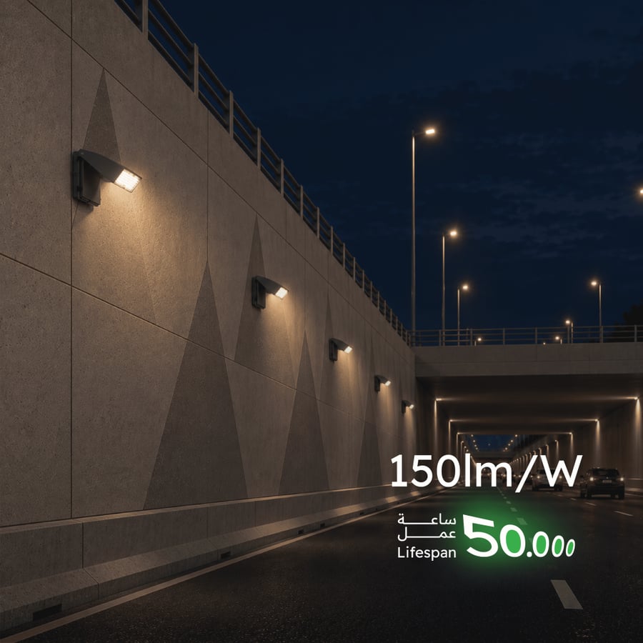 زوايا وتفاصيل تركيب وول باك WP30 80 وات فانوس صورة 5
