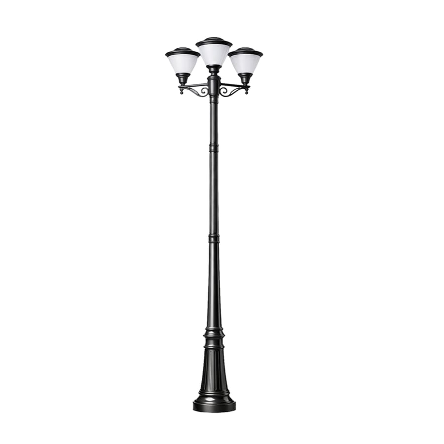 Three-arm garden light pole