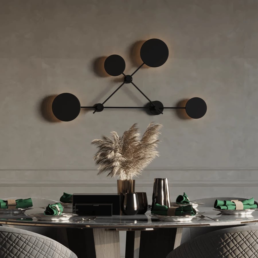 Modern Wall Light – 4 Black Circles