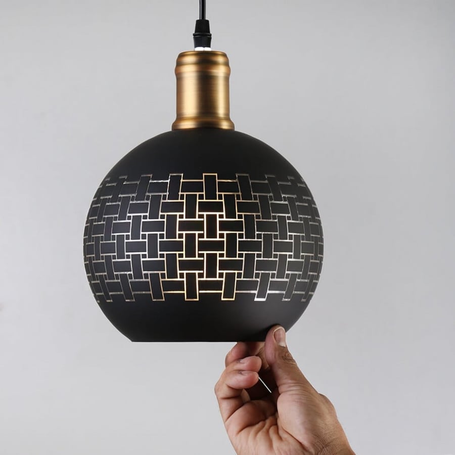 Engraved black hanging chandelier