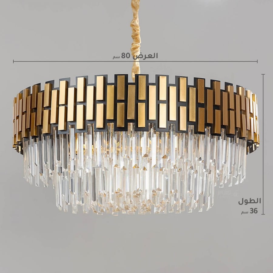 European style crystal round chandelier black gold