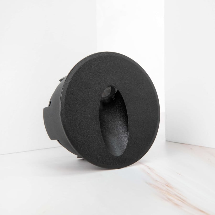 Round LED Stair Step Light with Black Frame