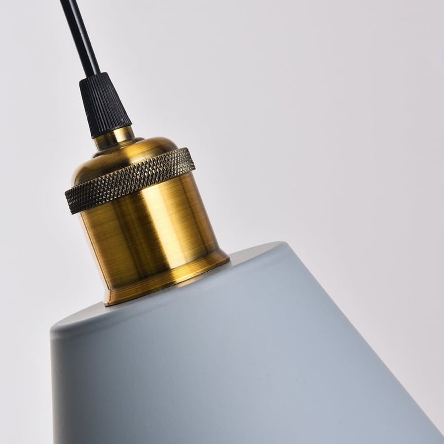 Modern gray relationship chandelier with golden funnel