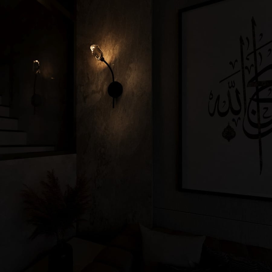 ابليك  مودرن ليد مفرد اسود مع كريستالة