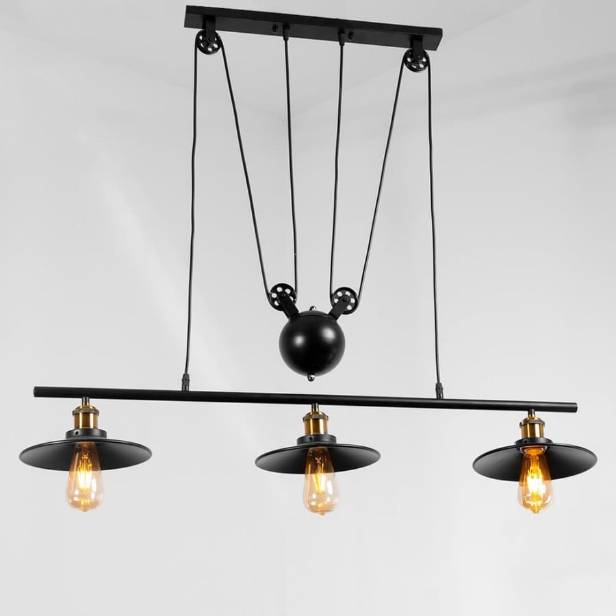 Classic black pendant chandelier 3 bulbs
