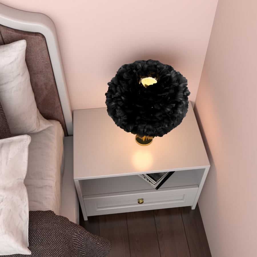 Luxury Black Feather Table Lamp
