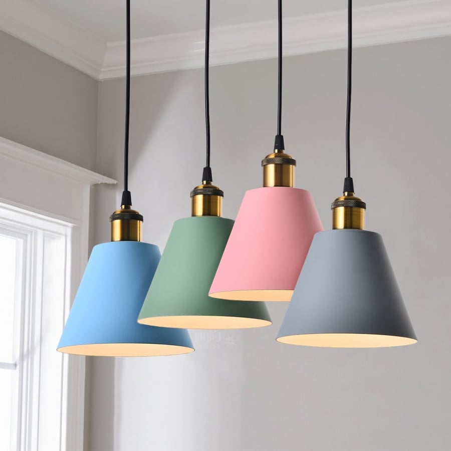 Modern gray relationship chandelier with golden funnel