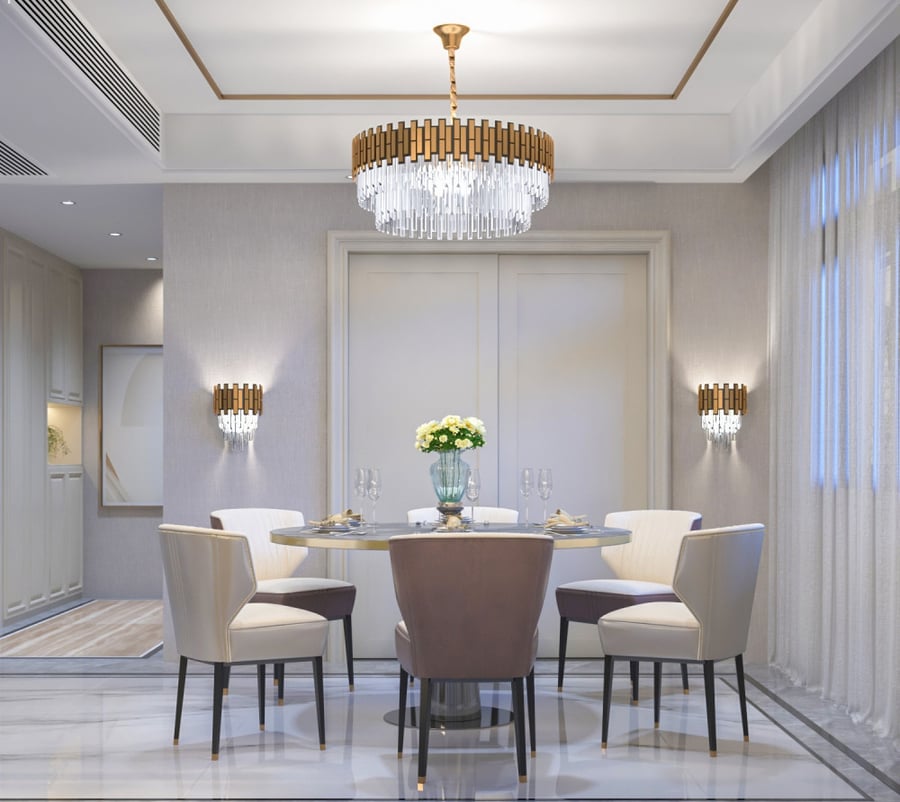 European style crystal round chandelier black gold