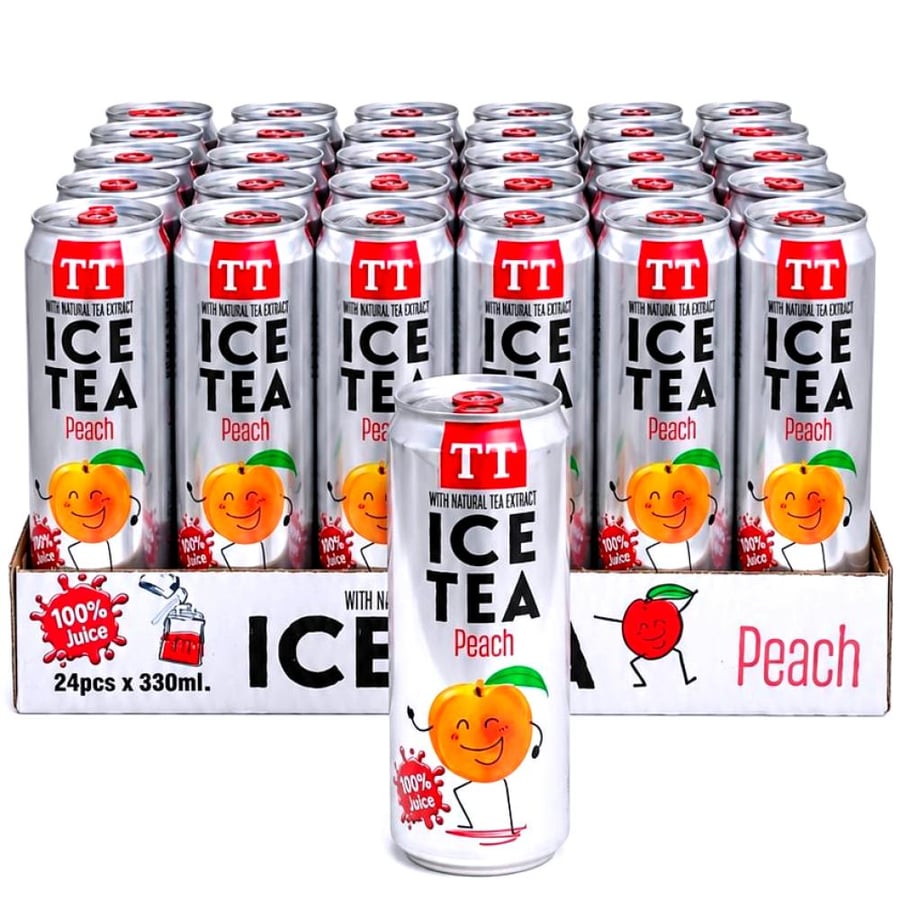 كرتون TT Ice Tea خوخ 24 عبوة 330 مل بدون سكر مضاف