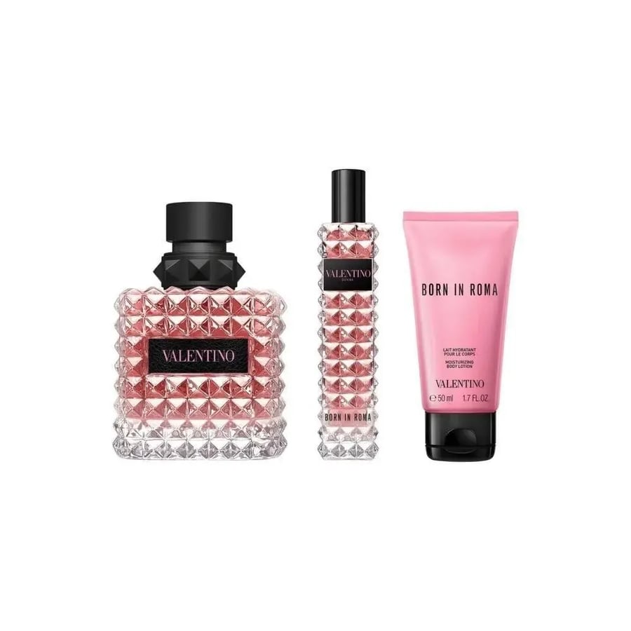 طقم فالنتينو دونا بورن ان روما نسائي (عطر 100مل + عطر بخاخ 15 مل+بودي لوشن 50مل