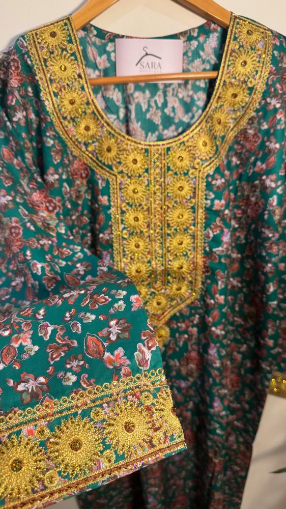 جلابيه نسائي جاهز اخضر (XL-XXL)