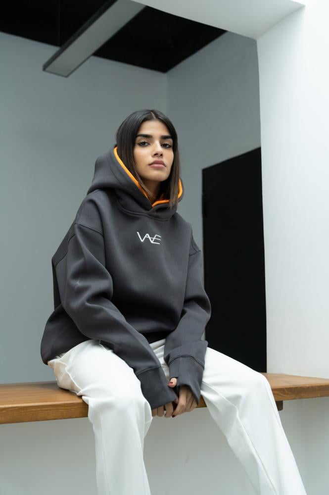 بلوفر دبل كاب رمادي - Grey Double Cap Hoodie