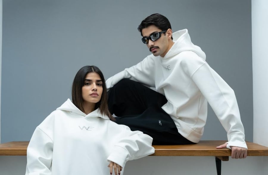 بلوفر ويف أبيض - White Wave Hoodie