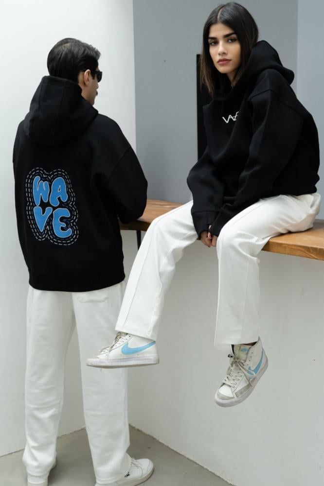 بلوفر ويف أسود - Black Wave Hoodie