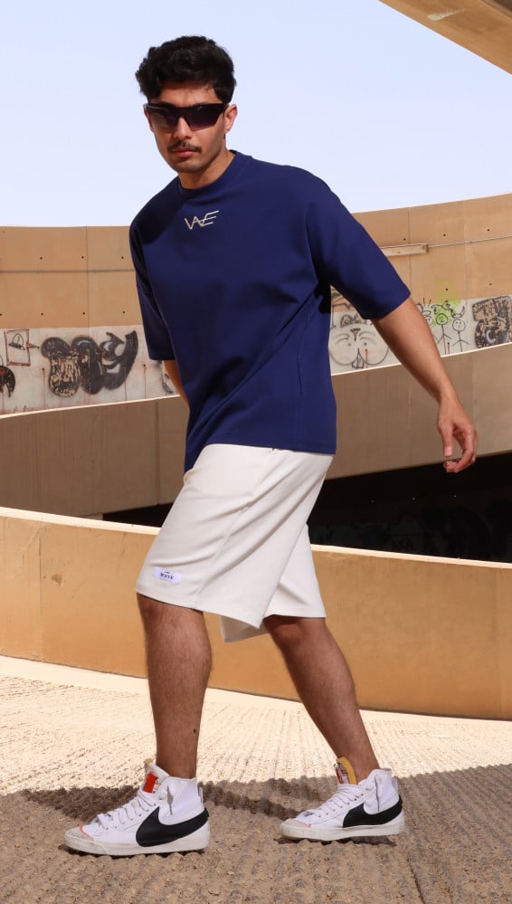 طقم كحلي مع شورت - Navy Blue Shorts Set