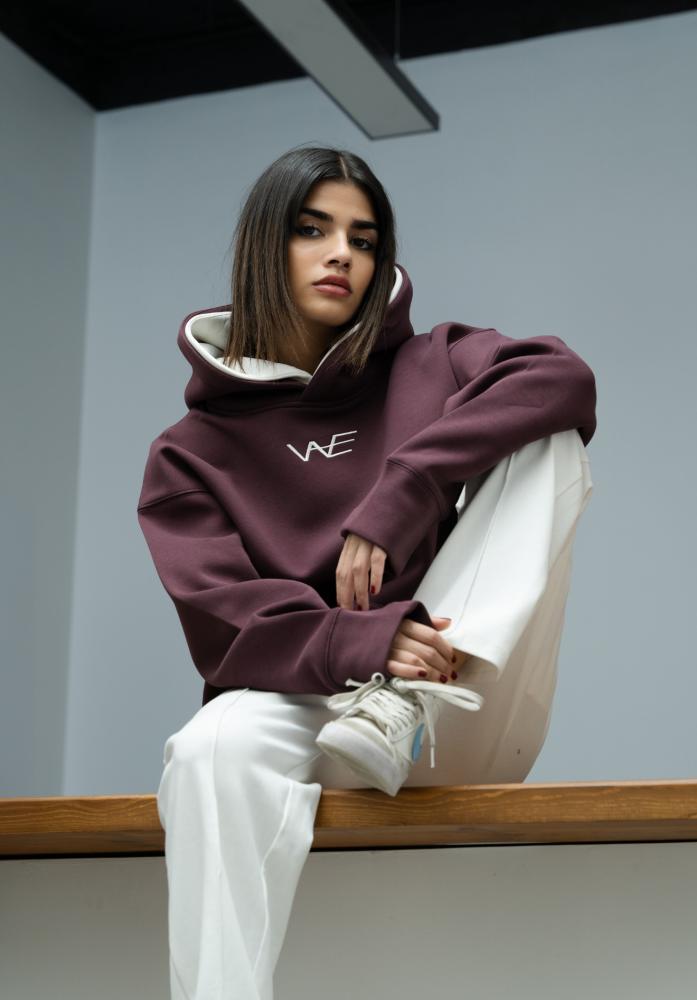 بلوفر دبل كاب عنابي - Maroon Double Cap Hoodie