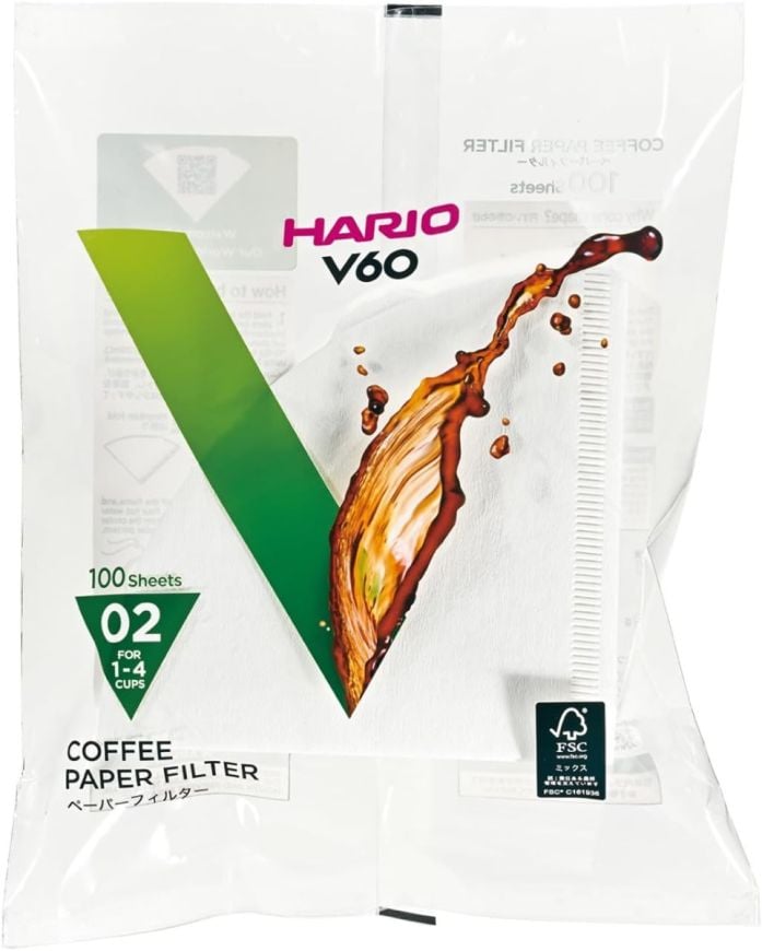 فلاتر هاريو V60 ابيض 100 كيس  مقاس 02| Hario Filter 02