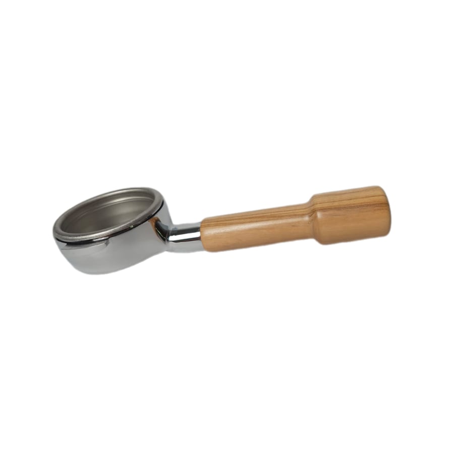 بورتافلتر مكشوف مكائن E61 بمقبض خشب الزيتون ايطالي | Bottomless Portafilter with Olive Handle