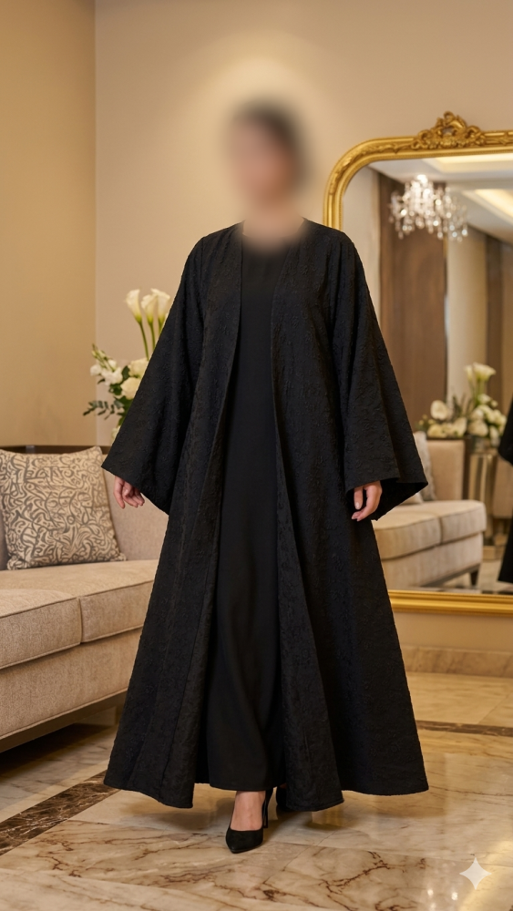 عباية دبل كلوش كريب ملكي مورد