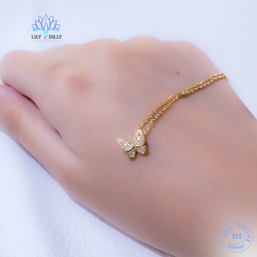 عقد يارا فضة - فصوص زركون (ذهبي)