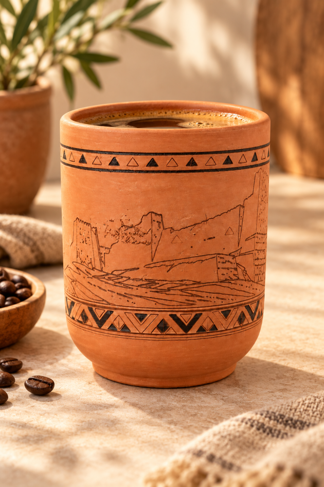 كوب فخار برسمة تراثية