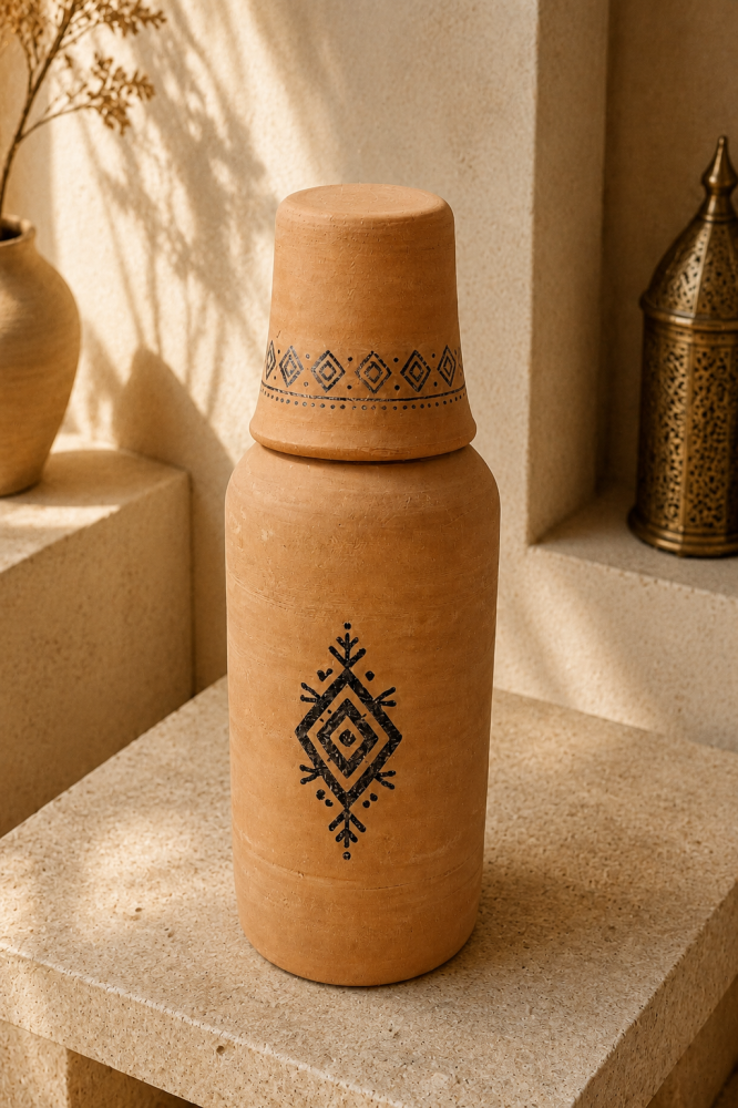 مطارة فخار بزخرفة هندسية تراثية