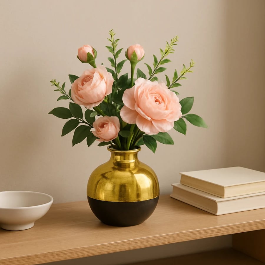 فازة ديكور ذهبية معدنية أنيقة بتصميم فاخر