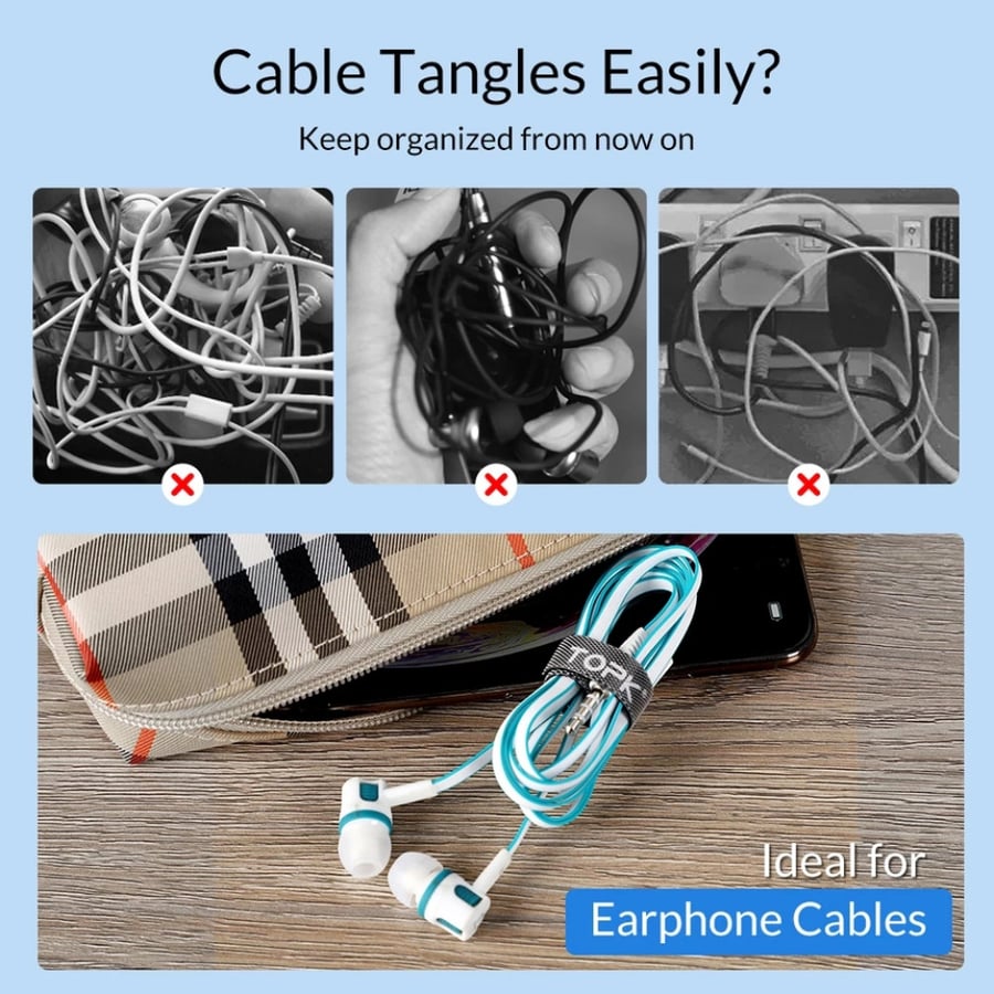 توبكي | 5 قطع منظم اسلاك TOPK | Nylon Cable Organizer Winder 14CM 5pcs