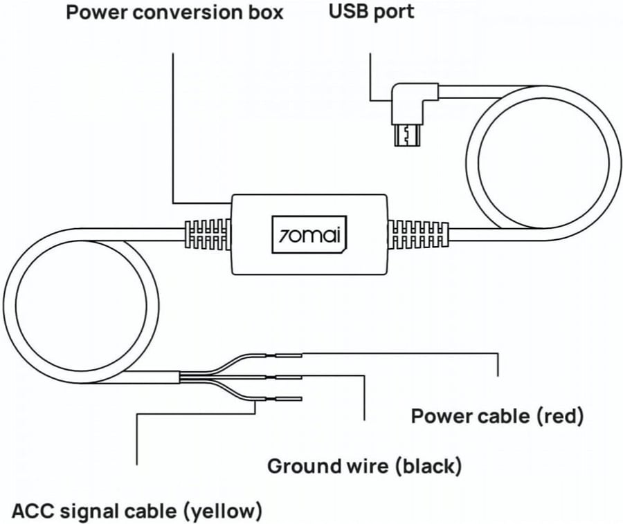 كيبل الفيوز للداش كام للاسفادة من وضع الباركينق مود 70mai hardware kit