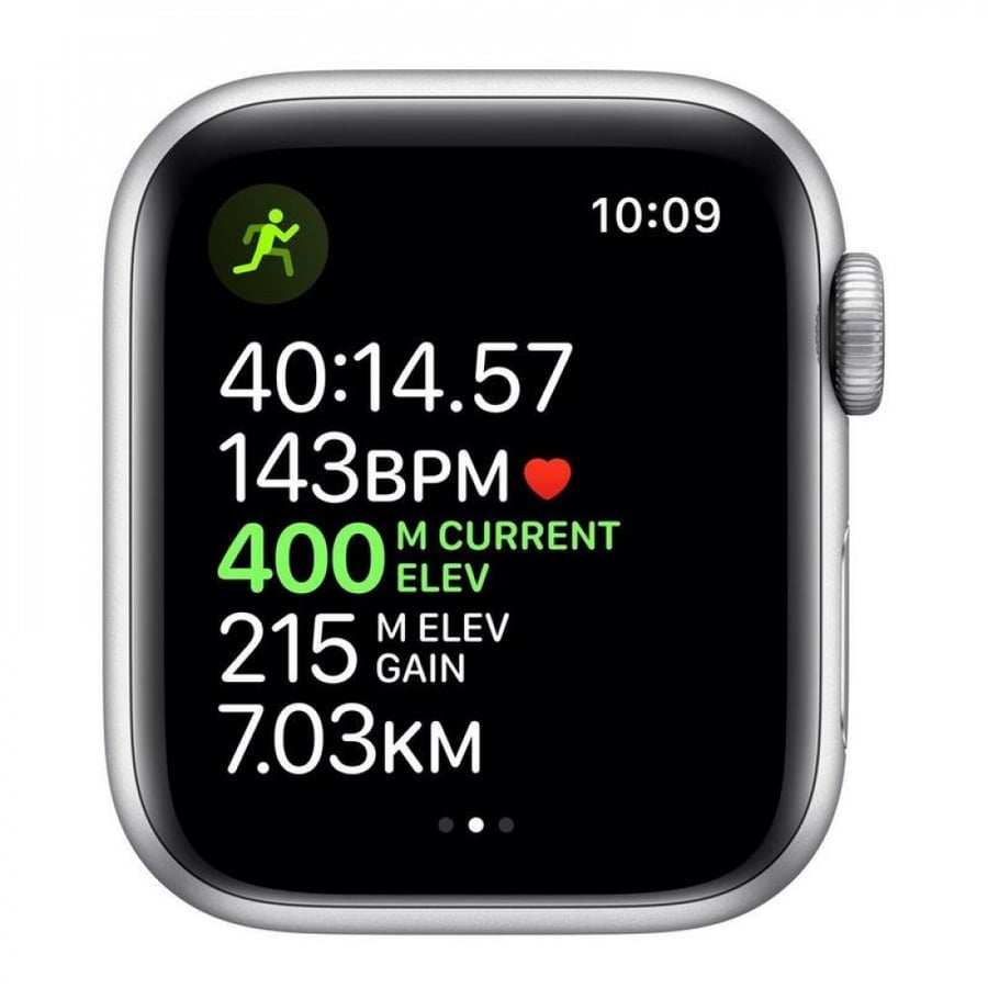 Apple Watch Series 5, size 44, GPS, silver and white color