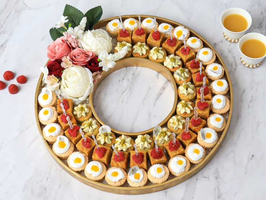 صينية خشب حلا فرنسي 56 قطعة