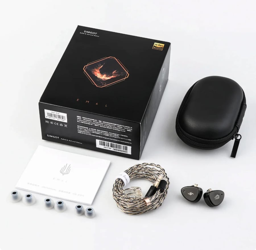 SIMGOT EM6L 1DD + 4BA Hybrid Driver In-ear Monitor HiFi IEM Earphone with Detachable OFC Silver Cable for Musician Audiophile