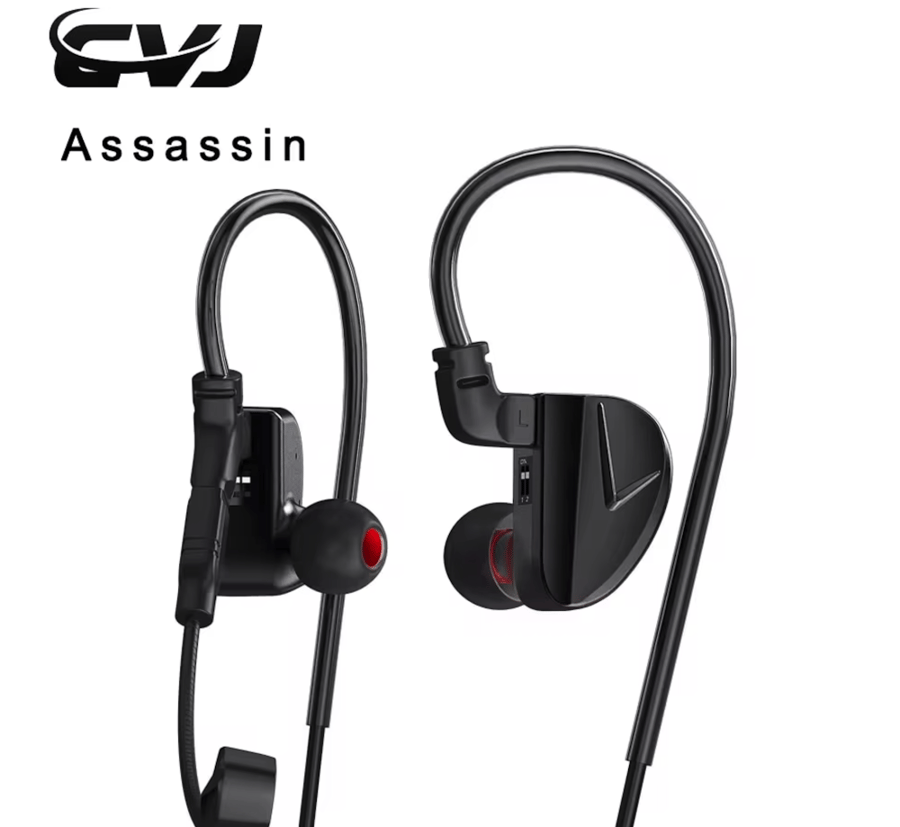 CVJ Assassin Black in Ear Earphones 1BA+1DD Vibrate Mode Game HIFI Microphone Hybrid Tuning Switch Wired Earbuds IEM Headphone