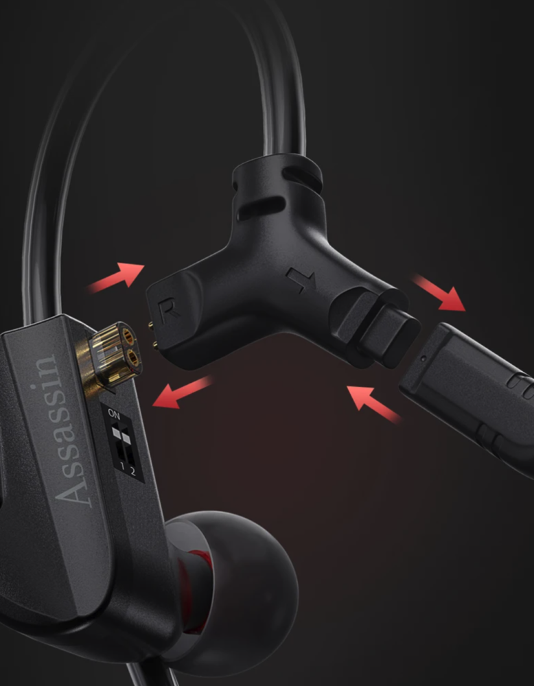 CVJ Assassin Black in Ear Earphones 1BA+1DD Vibrate Mode Game HIFI Microphone Hybrid Tuning Switch Wired Earbuds IEM Headphone