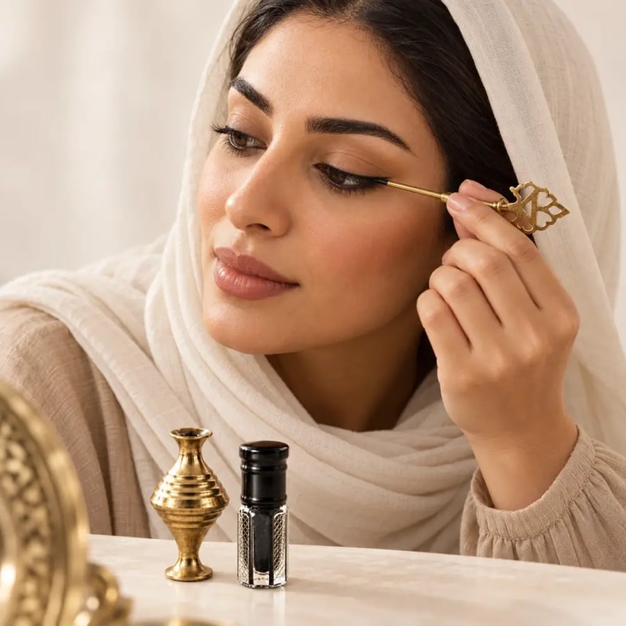 بكج كحل إثمد أصفهاني مع مكحلة نحاسية تراثية فاخرة من غداوي كير.
