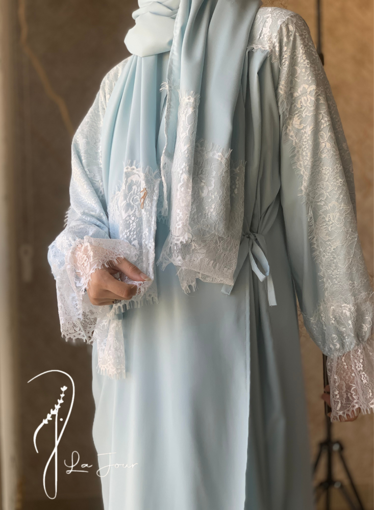 شرشف مرد لف سماوي باستيل دانتيل طرحة منفصلة