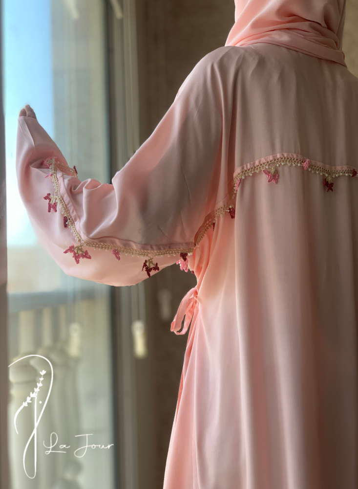 شرشف صلاة لف وردي على خربزي كروشيه يدوي الطرحة مثبتة