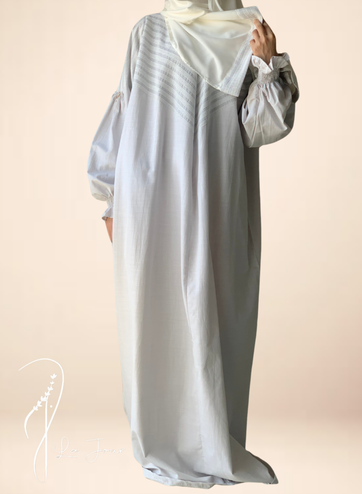 عباية شرشف سستة رمادي قطني