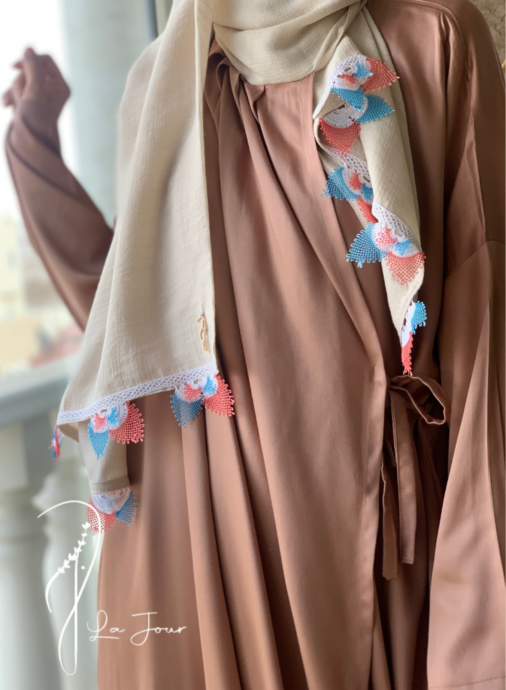 شرشف صلاة  اويا لف طرحة متصلة ترابي