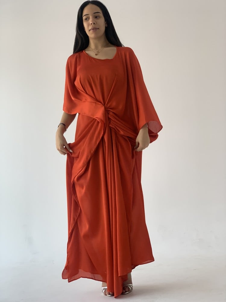 Free size drape silk dress that can be worn in many ways