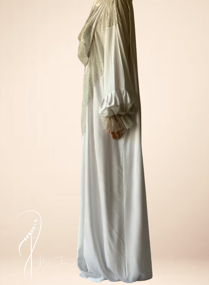 شرشف صلاة دانتيل ابيض سحاب