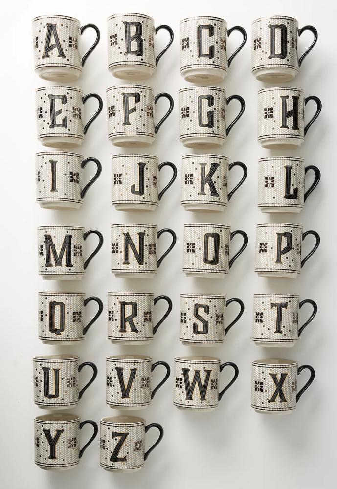 The Bistro Tile Stoneware Mug: Monogram Edition