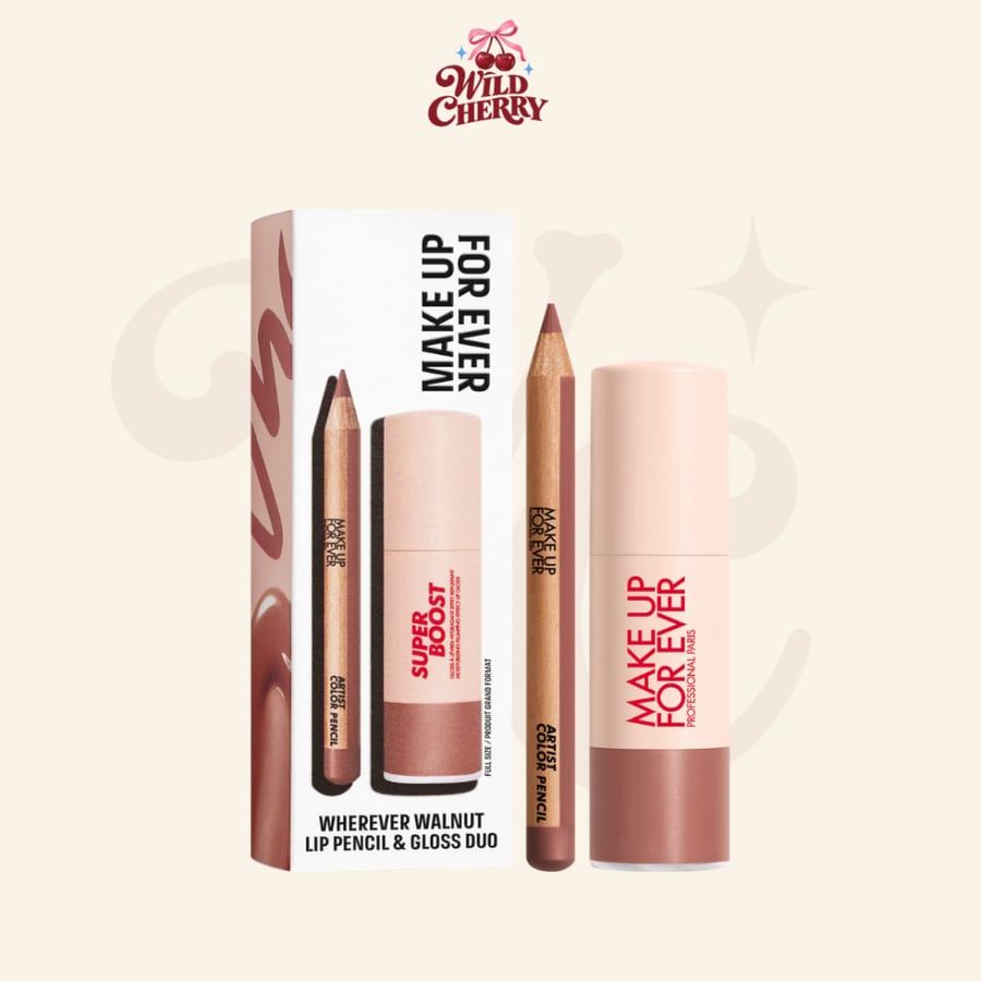 MAKE UP FOR EVER  Mini Artist Color Pencil Lip Liner & Full Size Super Boost Lip Gloss Kit