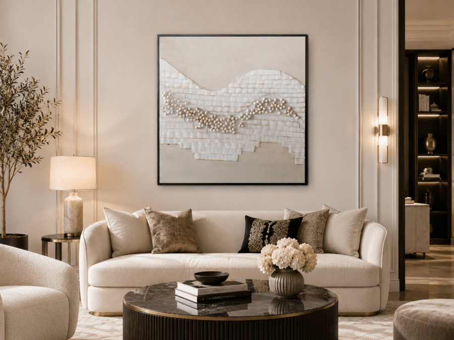 لوحة ديكور مربعة بإطار أسود مقاس 100 × 100 سم